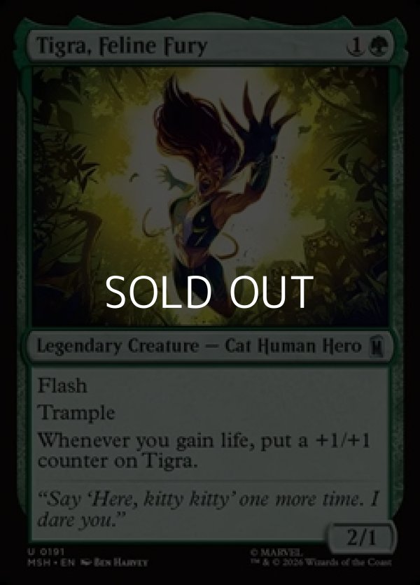 画像1: 【英語Foil】荒ぶる猫戦士、ティグラ/Tigra, Feline Fury (1)